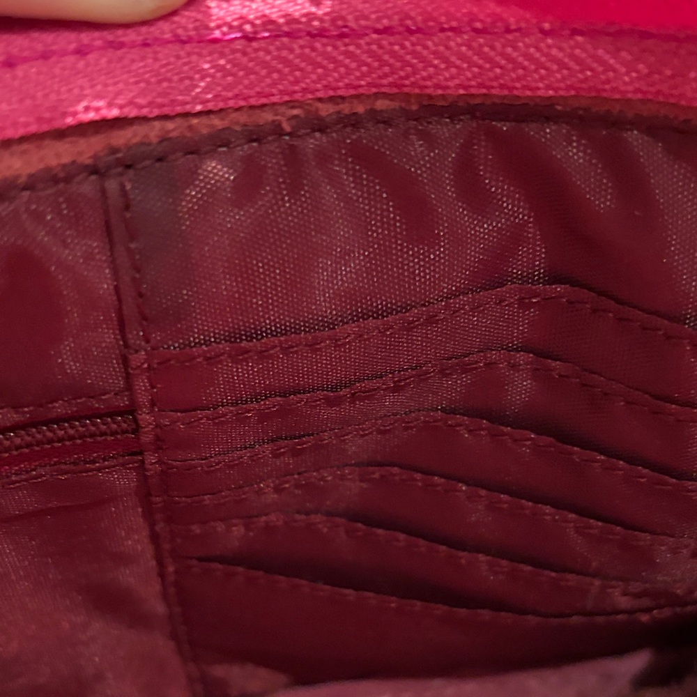 GAP Fuchsia Leather Pouch Wallet Wristlet - Picture 9 of 10